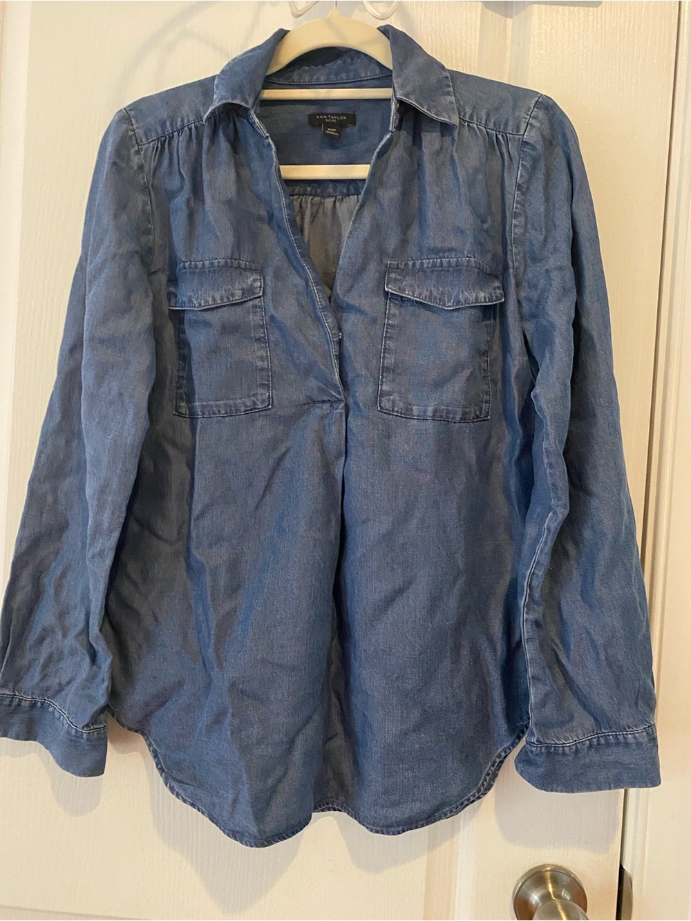 Ann Taylor Blue Denim Shirt - Lightweight Utility Top - NWOT